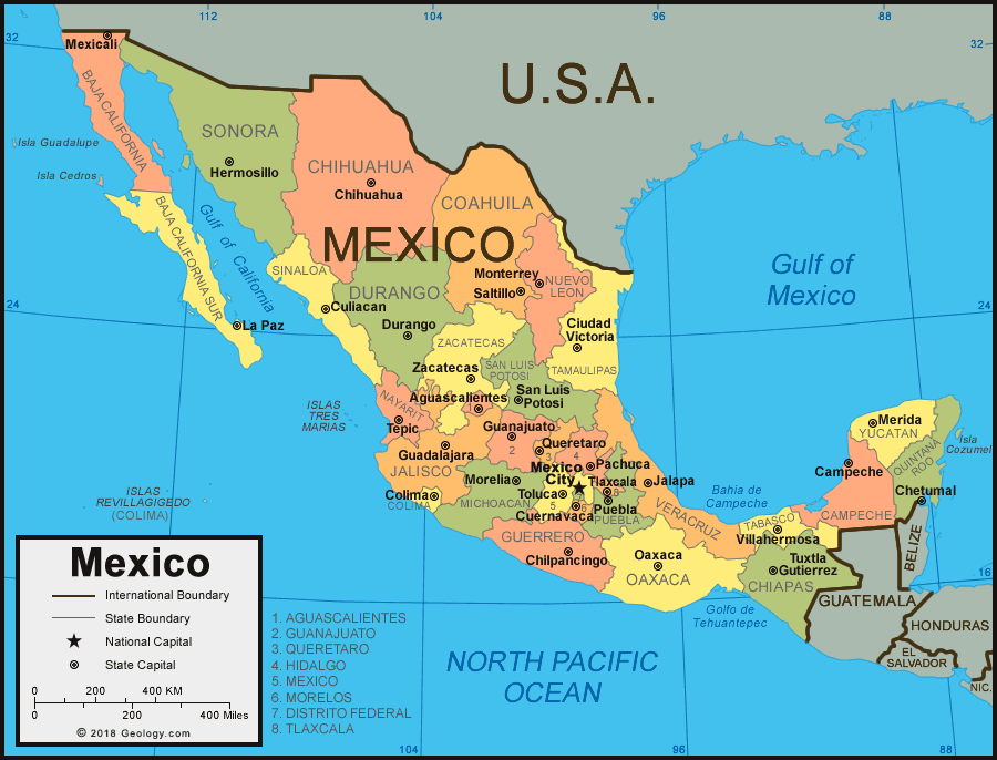 Mexico states map
