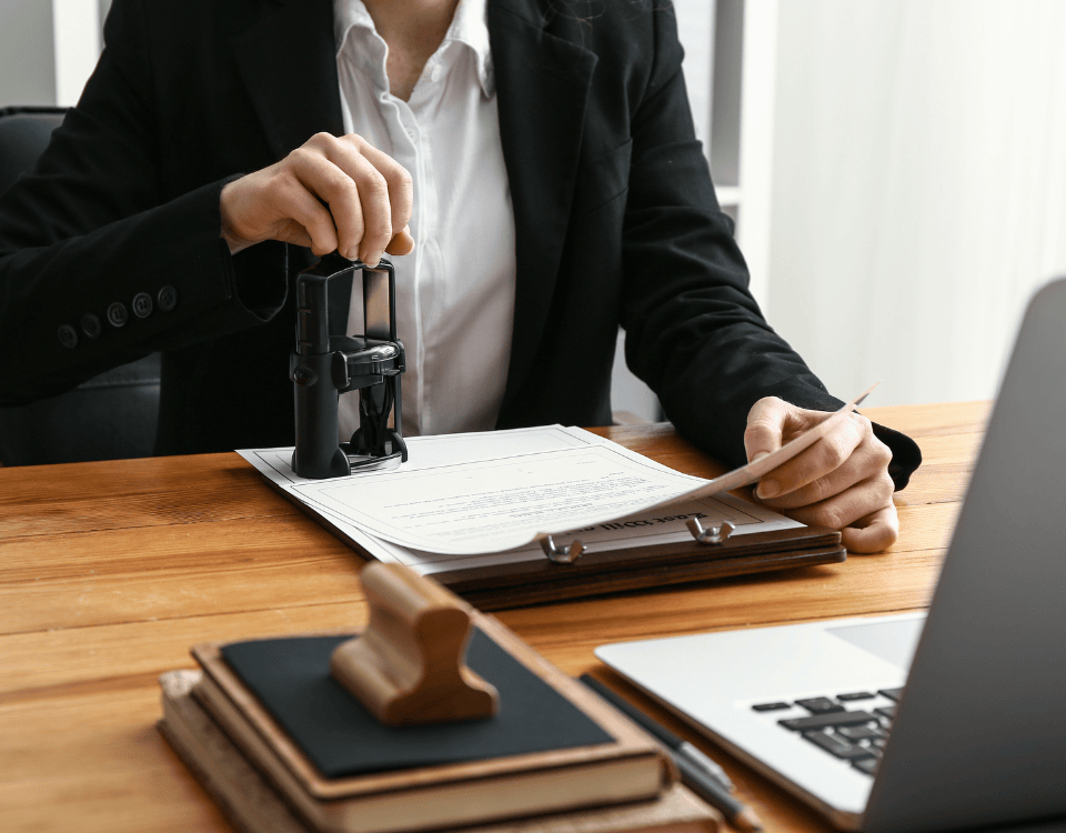 Stack of legal and business documents 