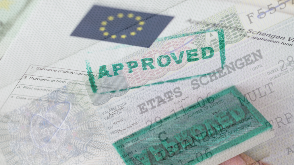 Close-up of an Employment Resident document with European Union stars in the background, symbolizing EU work authorization.